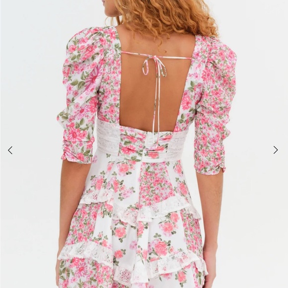 For Love And Lemons Rosalyn Pink Floral Mini Dress S - Picture 2 of 9